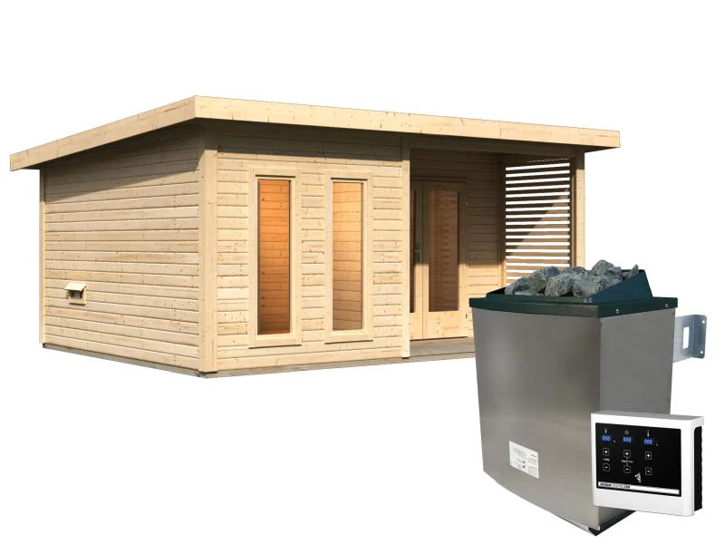 Karibu Saunahaus Mainburg 5 Set B naturbelassen- 9 kW Ofen ext. Strg - Image 2