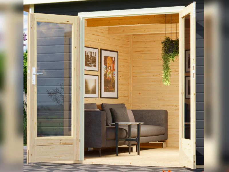 Karibu Saunahaus Mainburg 5 Set B terragrau- 9 kW Ofen ext. Strg - Image 5