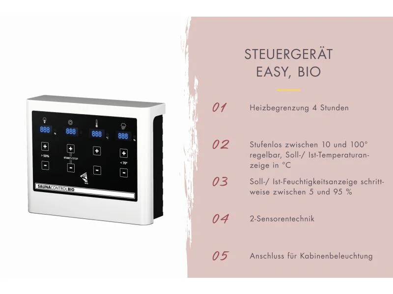 Karibu Saunahaus Monterey, natur, inkl. 9 kW Bioofen ext. Steuerung, mit Séparée im Vorraum, 73 mm - Image 10