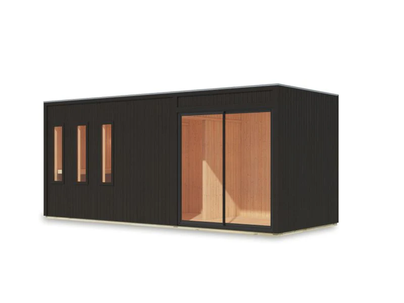 Karibu Saunahaus Monterey, schwarz , ohne Ofen, inkl. Séparée im Vorraum, 73 mm - Image 4