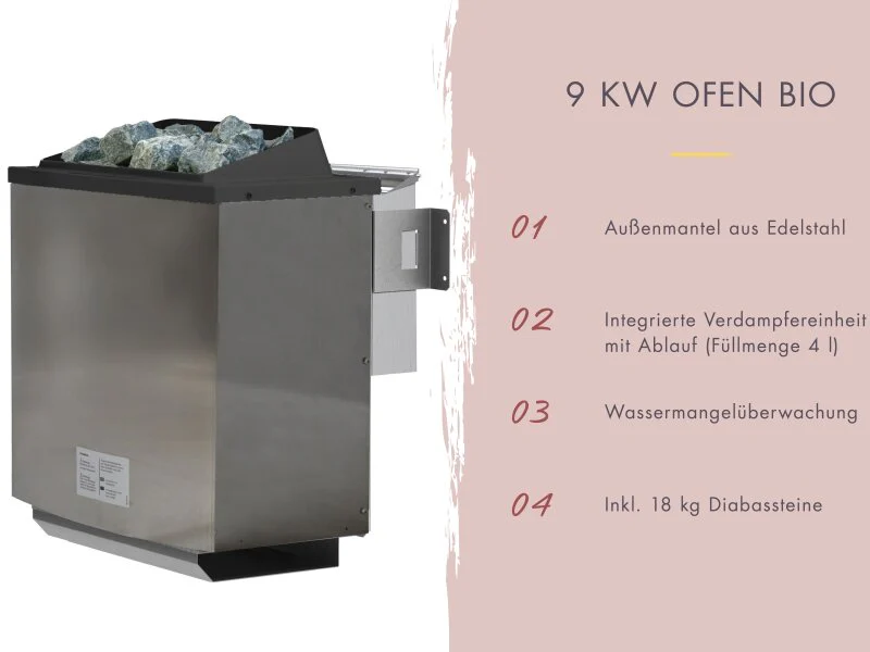 Karibu Saunahaus Skrollan 1 38 mm- 9 kW Bioofen ext. Steuerung HUUM- Moderne Tür - Image 3