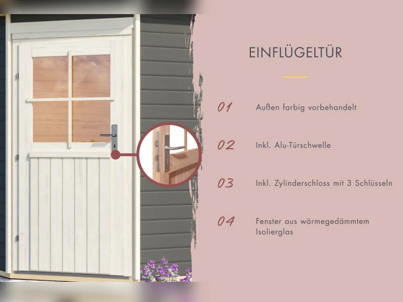 Karibu Saunahaus Skrollan 1 38 mm- 9 kW Ofen ext. Steuerung HUUM- Klassische Tür, Terragrau - Image 6