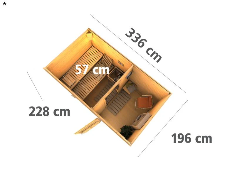 Karibu Saunahaus Skrollan 1 38 mm- ohne Ofen- Milchglastür - Image 3