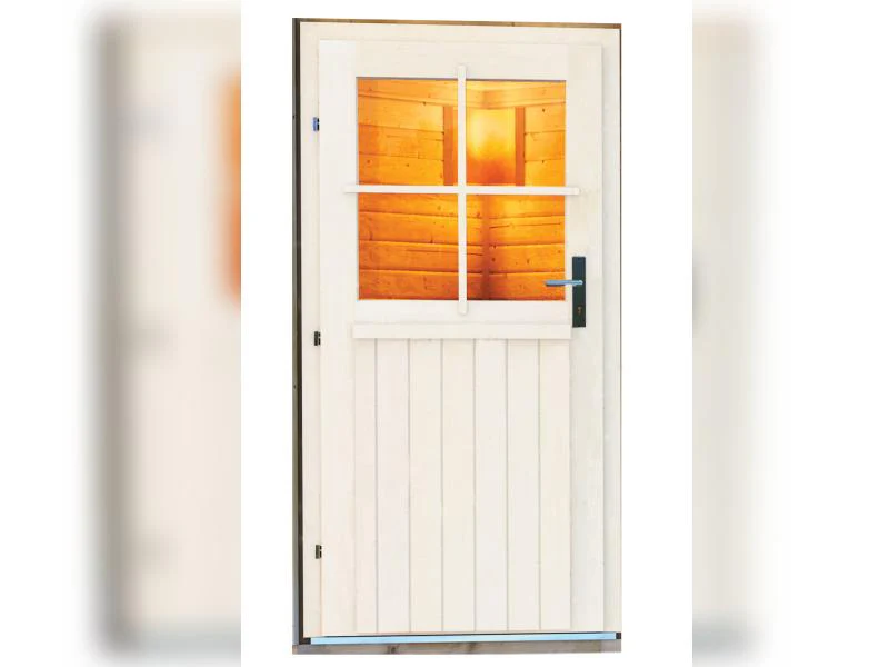 Karibu Saunahaus Skrollan 1 in terragrau- 38 mm- 9 kW Ofen ext. Streuerung- klassische Tür - Image 5