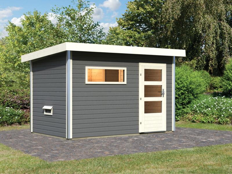 Karibu Saunahaus Skrollan 1 in terragrau- 38 mm- ohne Ofen- moderne Tür - Image 4