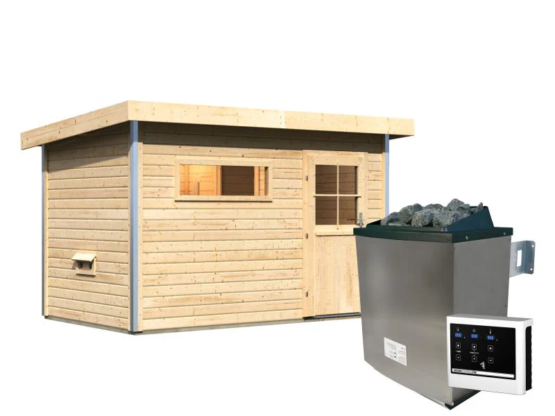 Karibu Saunahaus Skrollan 1 inkl. 9 kW Ofen ext. Steuerung- klassische Tür - Image 2