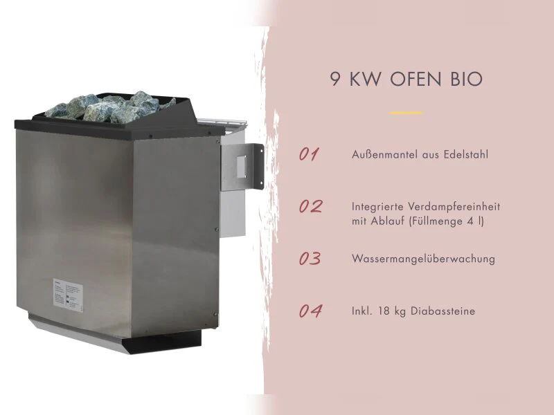 Karibu Saunahaus Skrollan 2 - 9 kW Bioofen ext. Steuerung HUUM - Milchglastür - Image 3