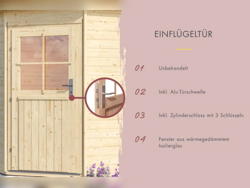Karibu Saunahaus Skrollan 3, inkl. 9 kW Ofen ext. Steuerung HUUM - Klassische Tür - Image 5