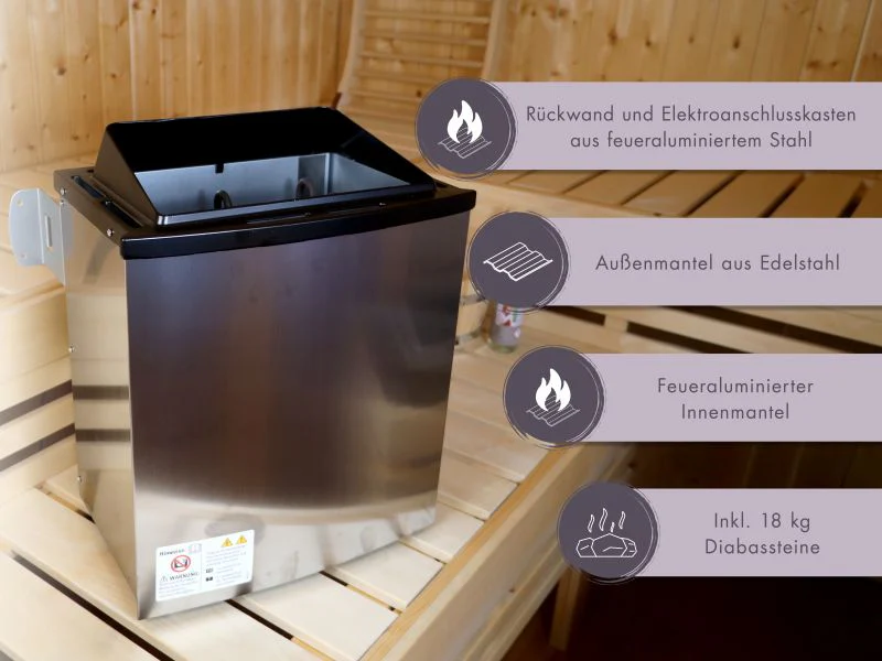 Karibu Saunaofen 9,0 kW externe Steuerung Easy und Steine - Image 3