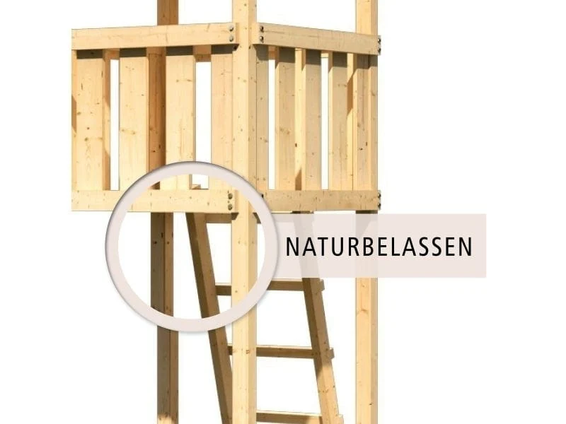 Karibu Spielturm Lotti- Doppelschaukel mit Klettergerüst, Netzrampe und Rutsche in rot - Image 8