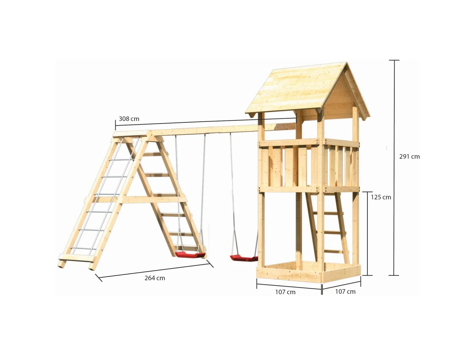 Karibu Spielturm Lotti mit Doppelschaukel inkl. Klettergerüst - Image 2