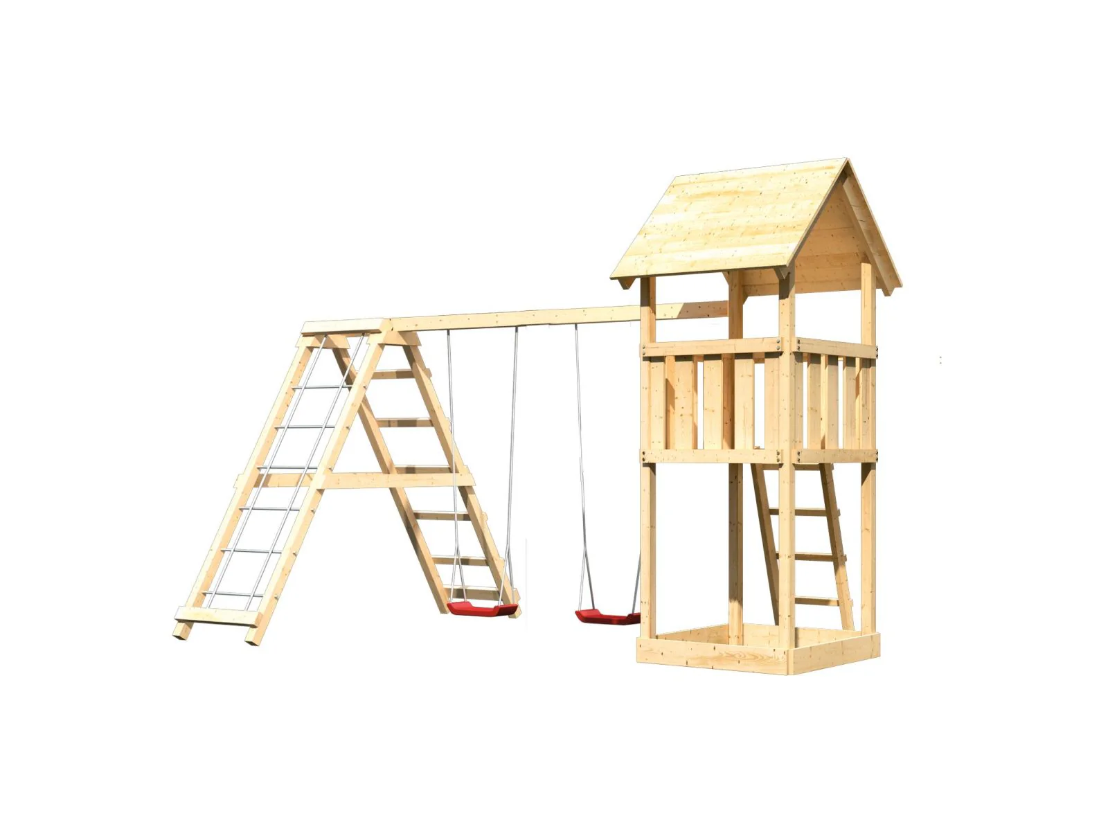 Karibu Spielturm Lotti mit Doppelschaukel inkl. Klettergerüst - Image 4