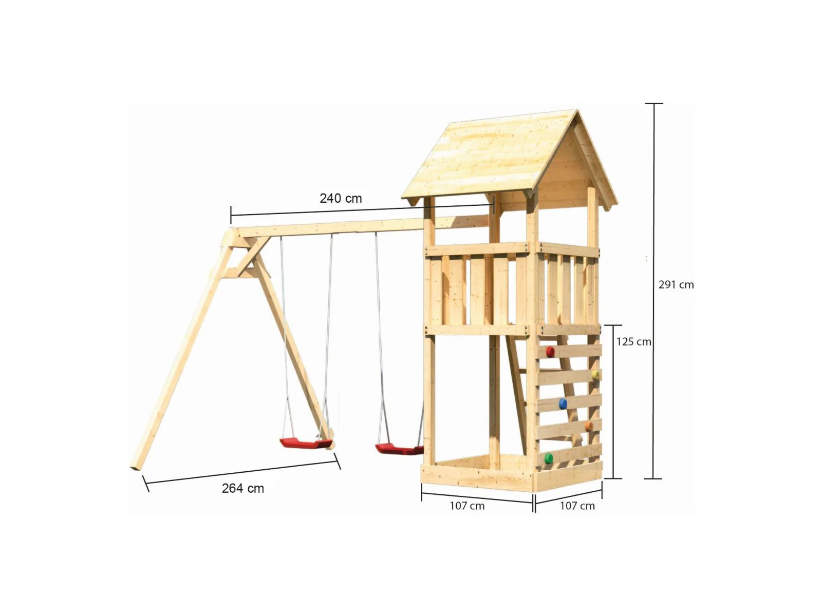 Karibu Spielturm Lotti mit Kletterwand und Doppelschaukel - Image 2