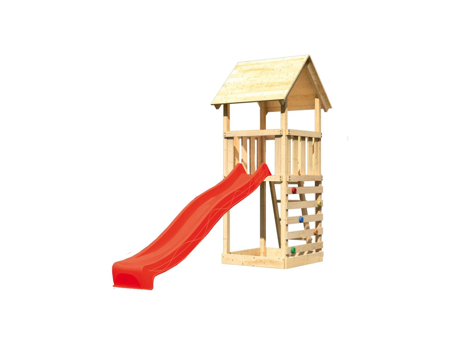 Karibu Spielturm Lotti mit Kletterwand und Rutsche rot - Image 4