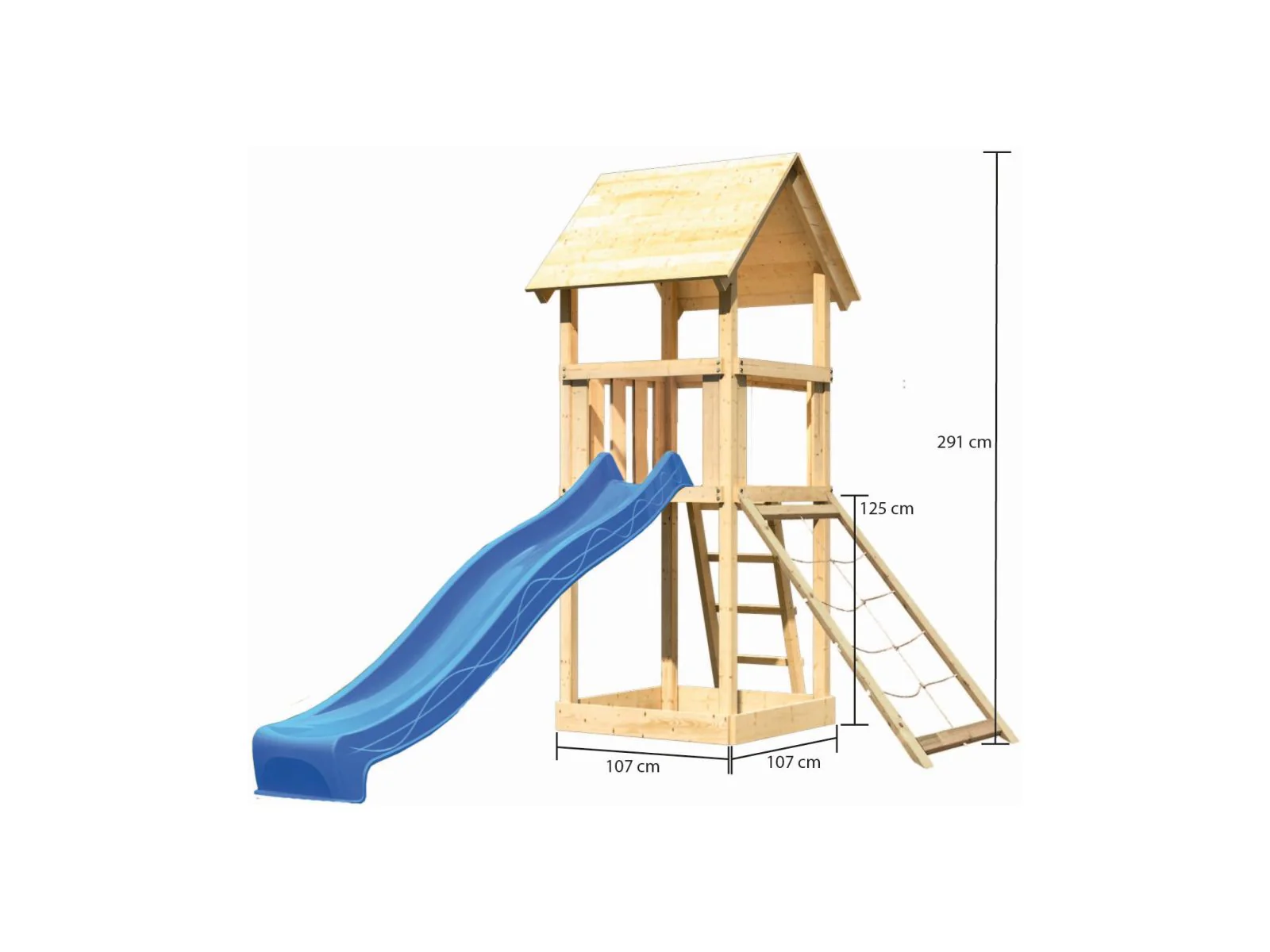 Karibu Spielturm Lotti mit Netzrampe und Rutsche blau - Image 2