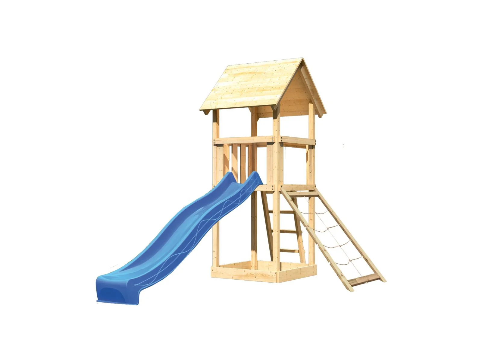 Karibu Spielturm Lotti mit Netzrampe und Rutsche blau - Image 4