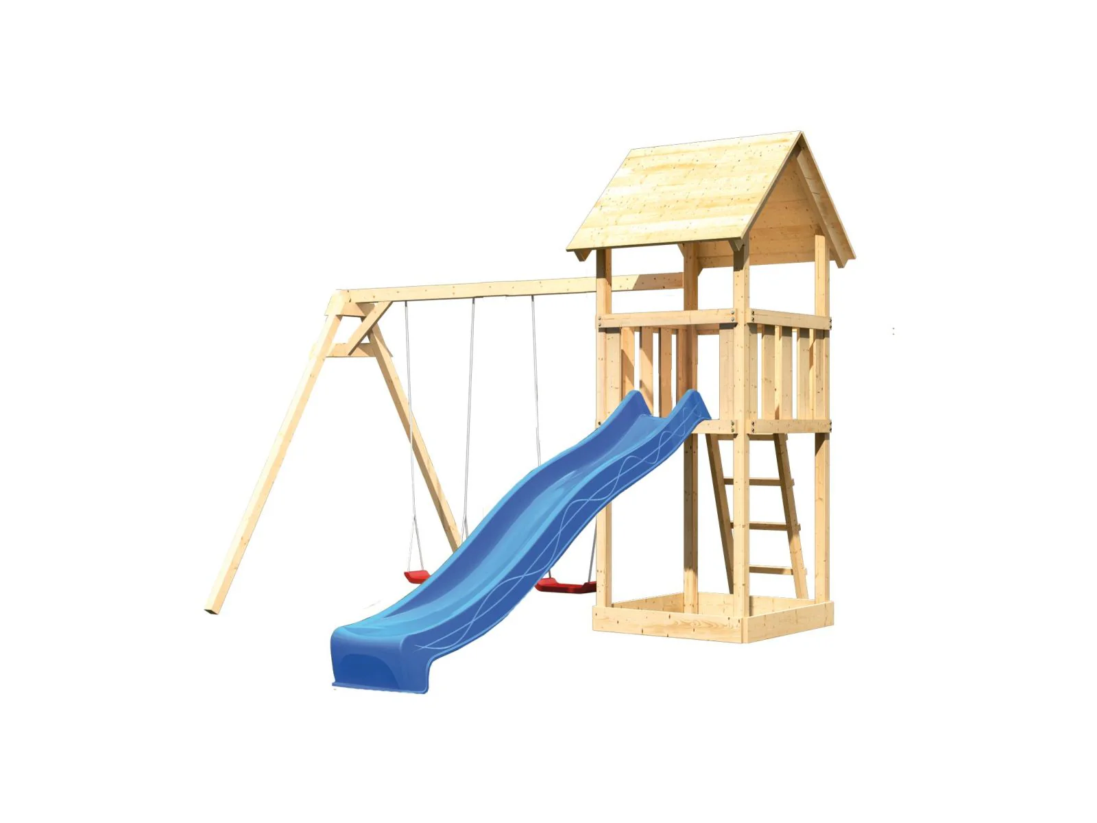 Karibu Spielturm Lotti Set mit Doppelschaukel und Rutsche in blau - Image 5