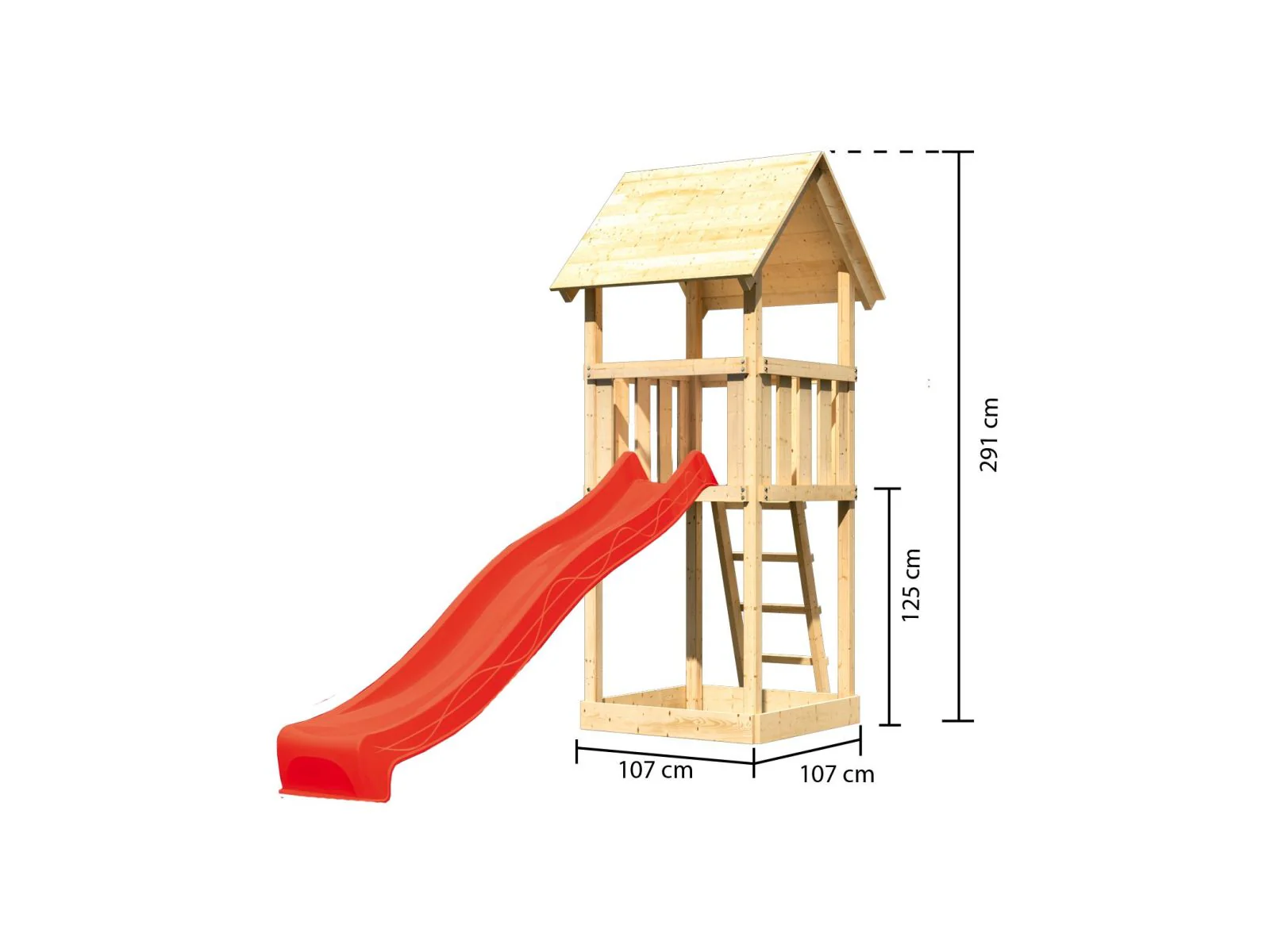Karibu Spielturm Lotti Set mit Wellenrutsche in rot - Image 2