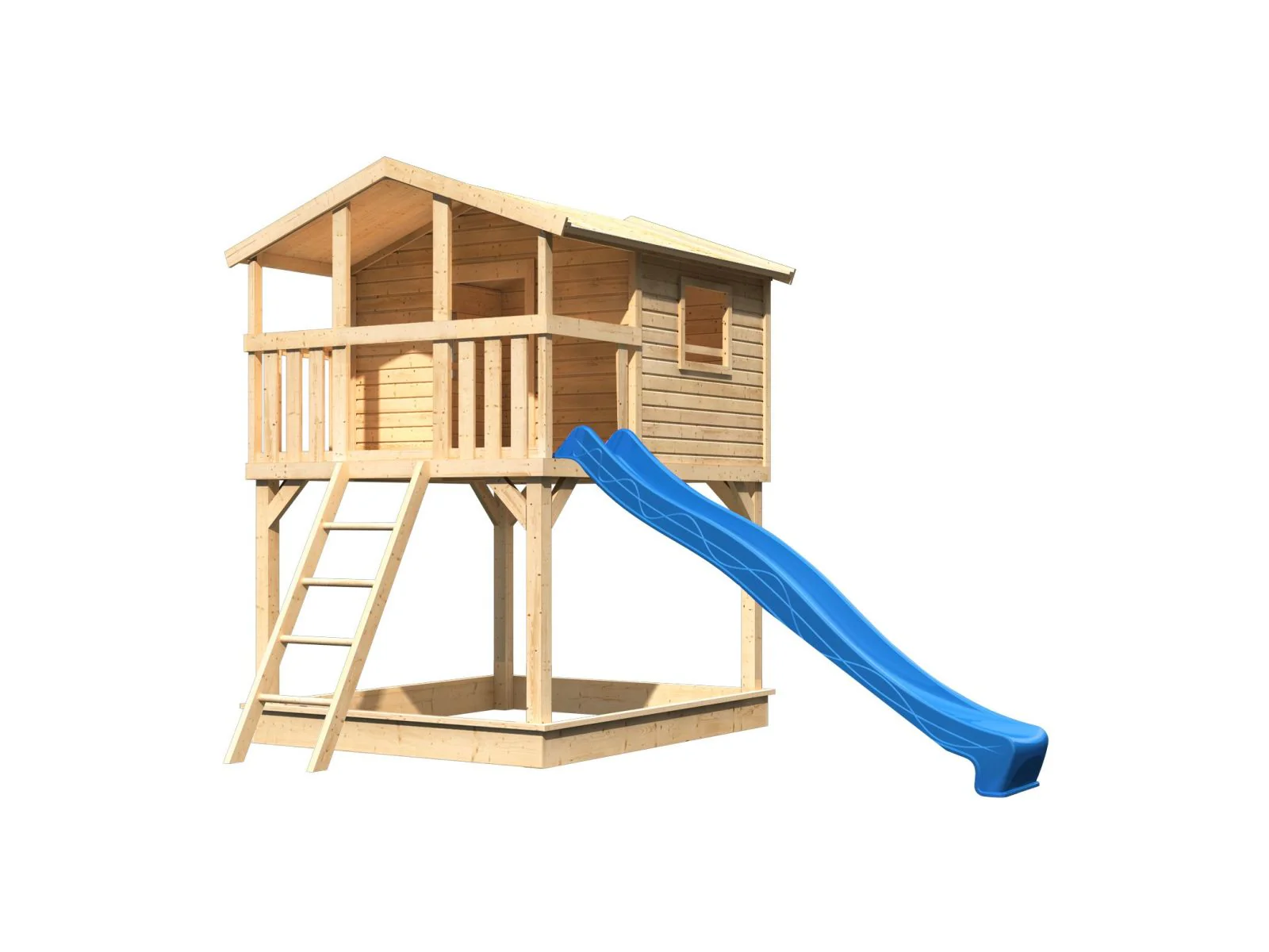 Karibu Stelzenhaus Benjamin natur mit Rutsche in blau - Image 3
