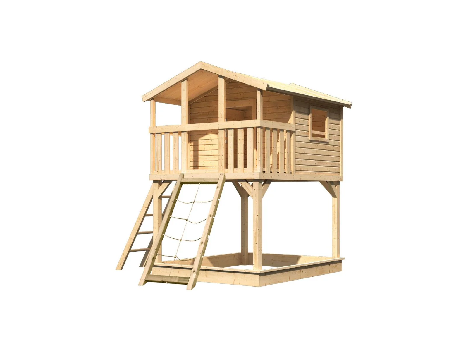Karibu Stelzenhaus Benjamin naturbelassen mit Netzrampe - Image 3