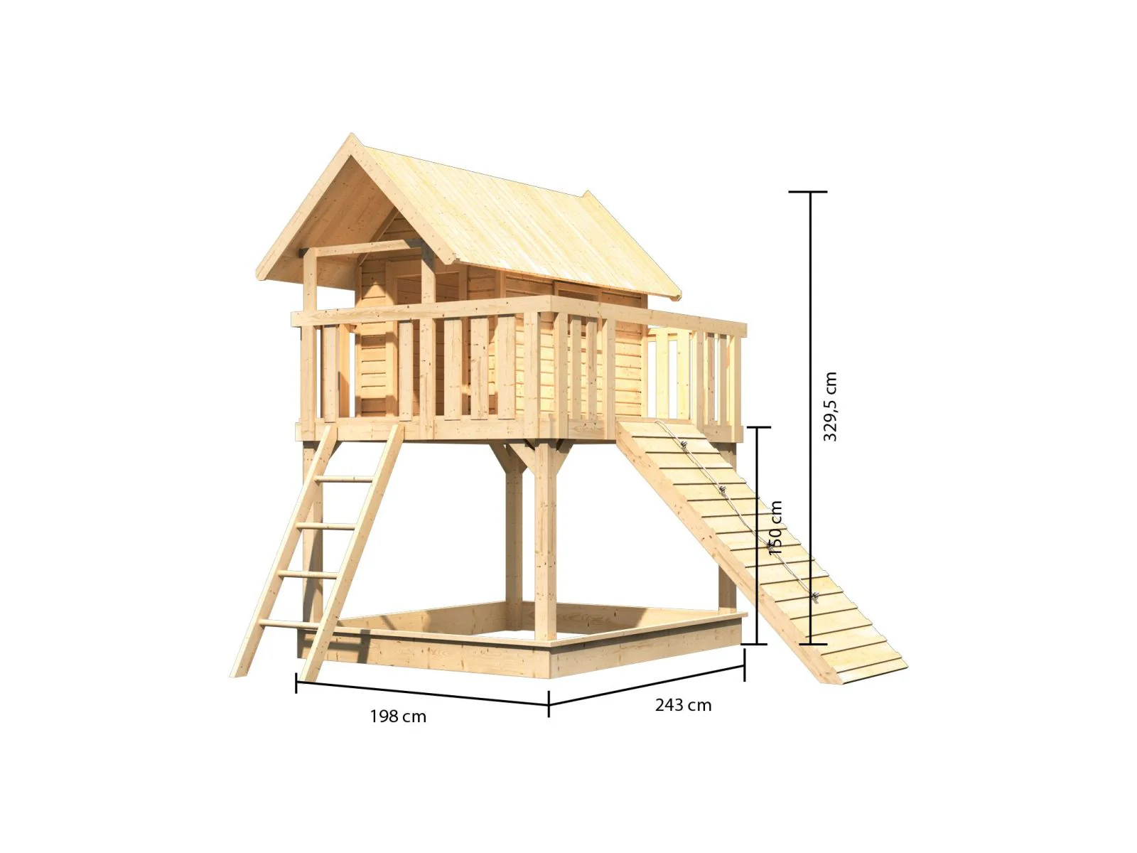 Karibu Stelzenhaus Fidel naturbelassen + Holzrampe - Image 2