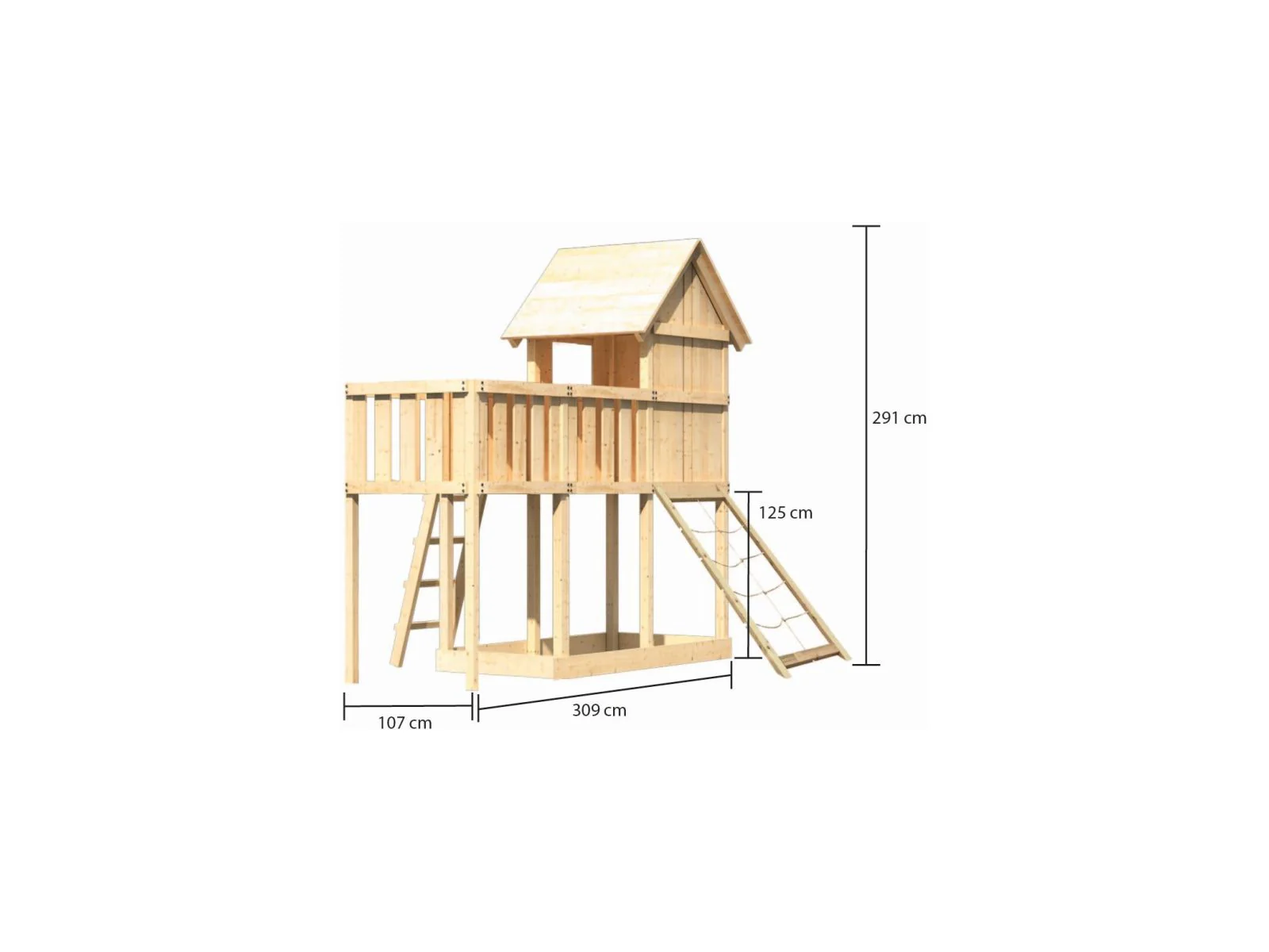 Karibu Stelzenhaus Frieda + Anbauplattform + Netzrampe - Image 2