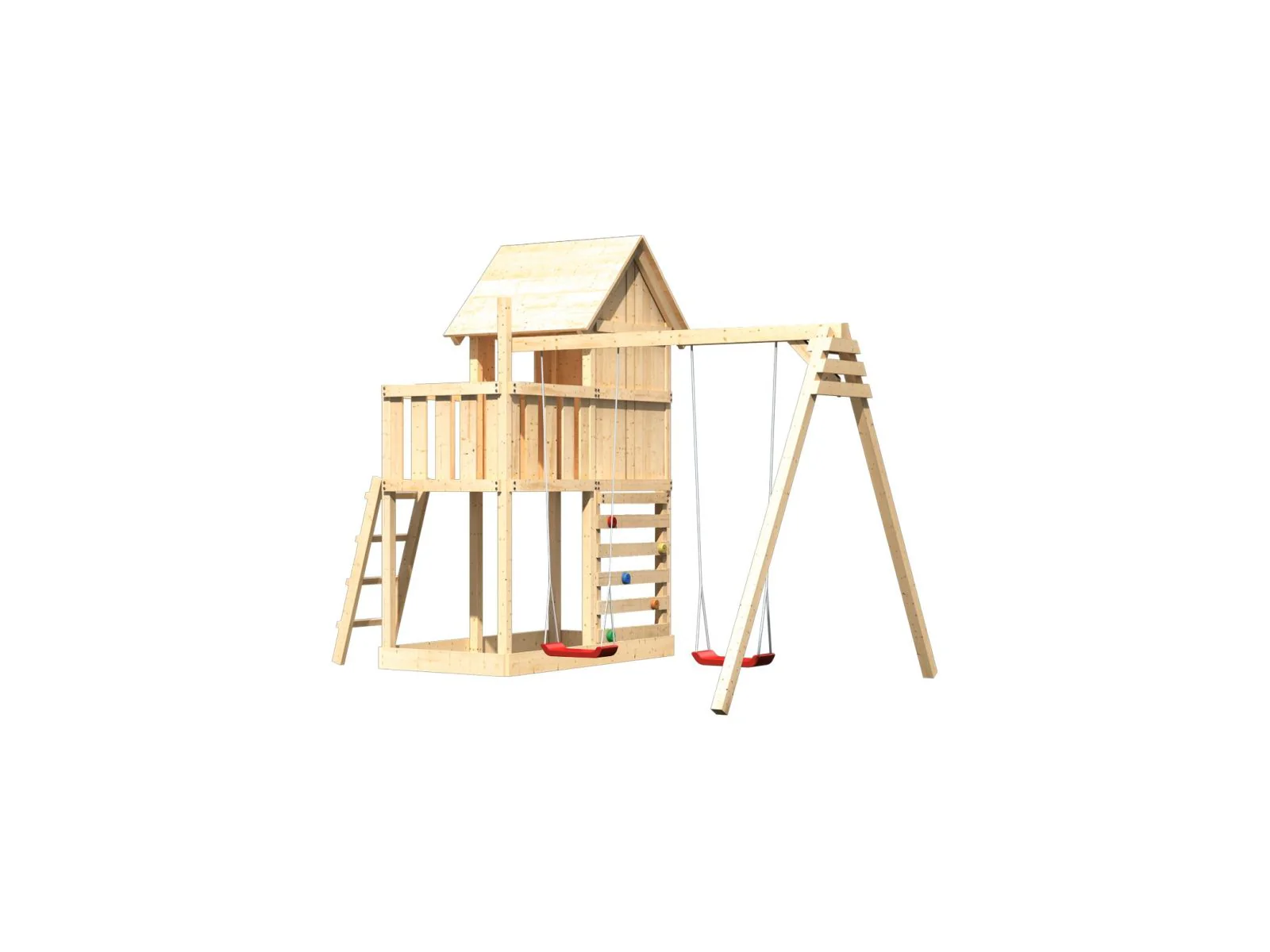 Karibu Stelzenhaus Frieda + Doppelschaukel + Kletterwand - Image 4