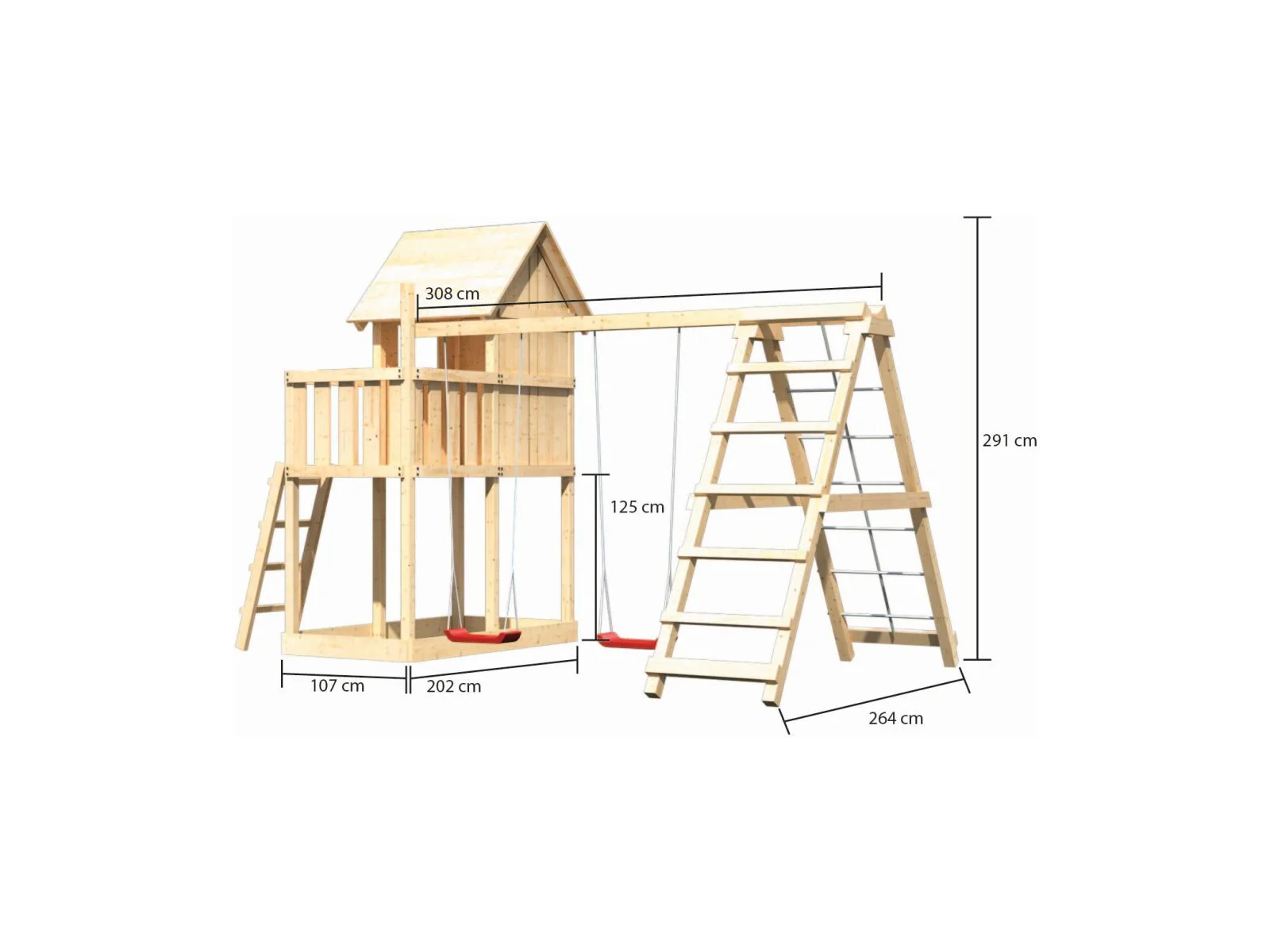Karibu Stelzenhaus Frieda + Doppelschaukelanbau Klettergerüst - Image 2