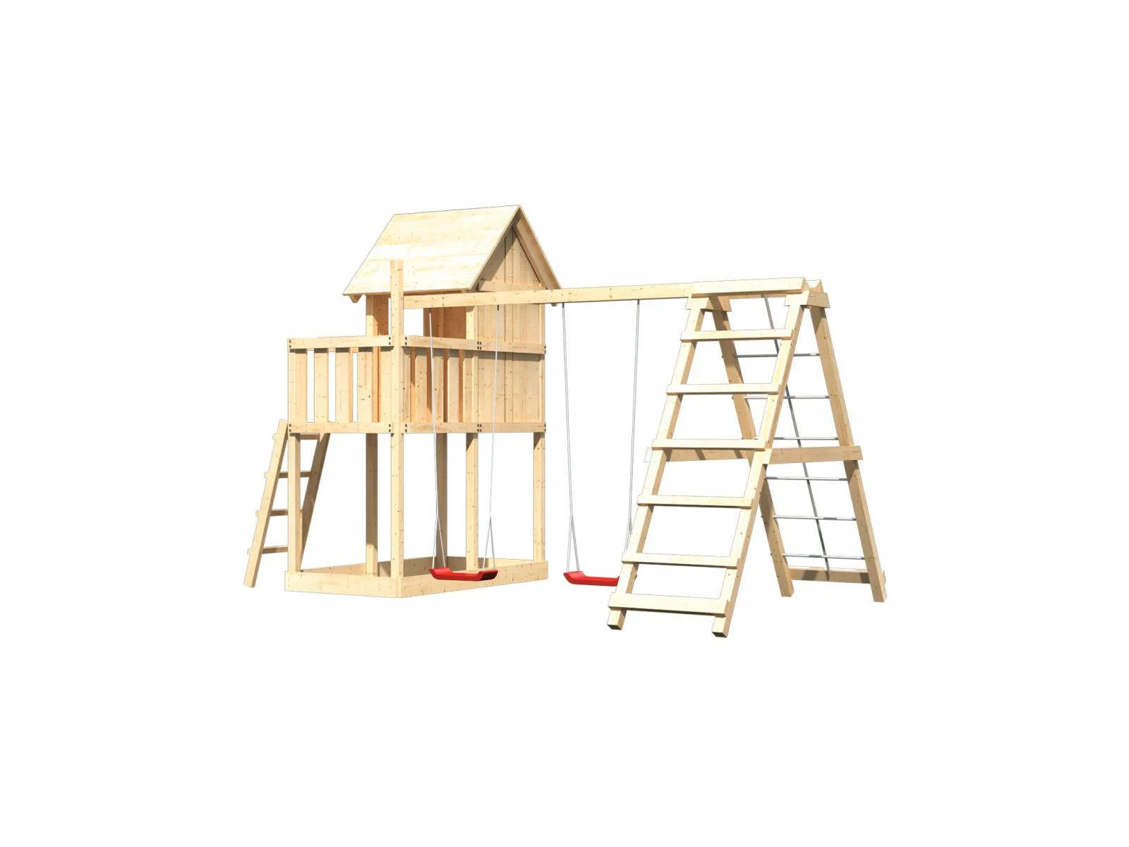 Karibu Stelzenhaus Frieda + Doppelschaukelanbau Klettergerüst - Image 4