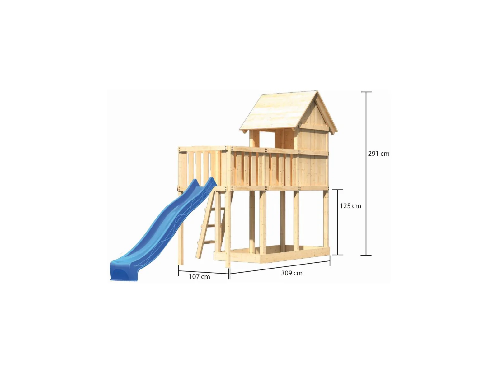 Karibu Stelzenhaus Frieda + Rutsche blau + Anbauplattform - Image 2