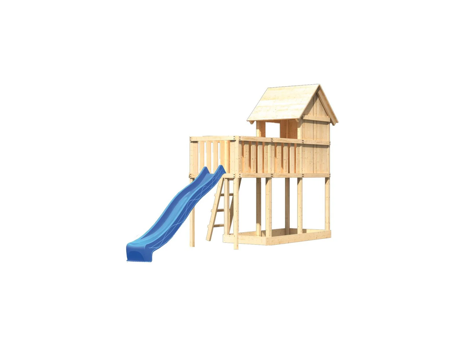 Karibu Stelzenhaus Frieda + Rutsche blau + Anbauplattform - Image 4