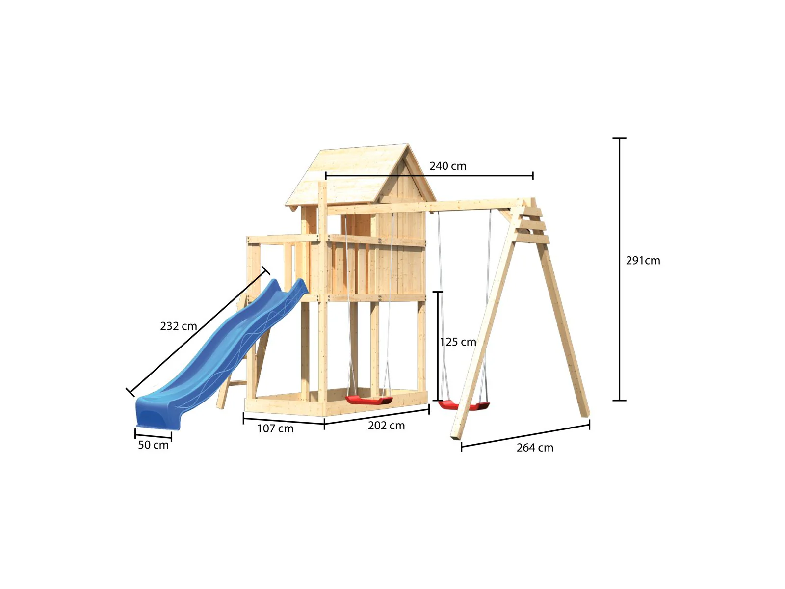 Karibu Stelzenhaus Frieda + Rutsche blau + Doppelschaukel - Image 4
