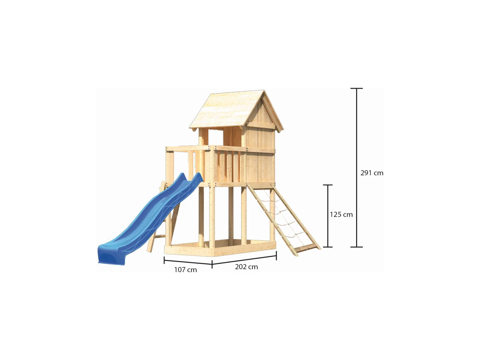 Karibu Stelzenhaus Frieda + Rutsche blau + Netzrampe - Image 2