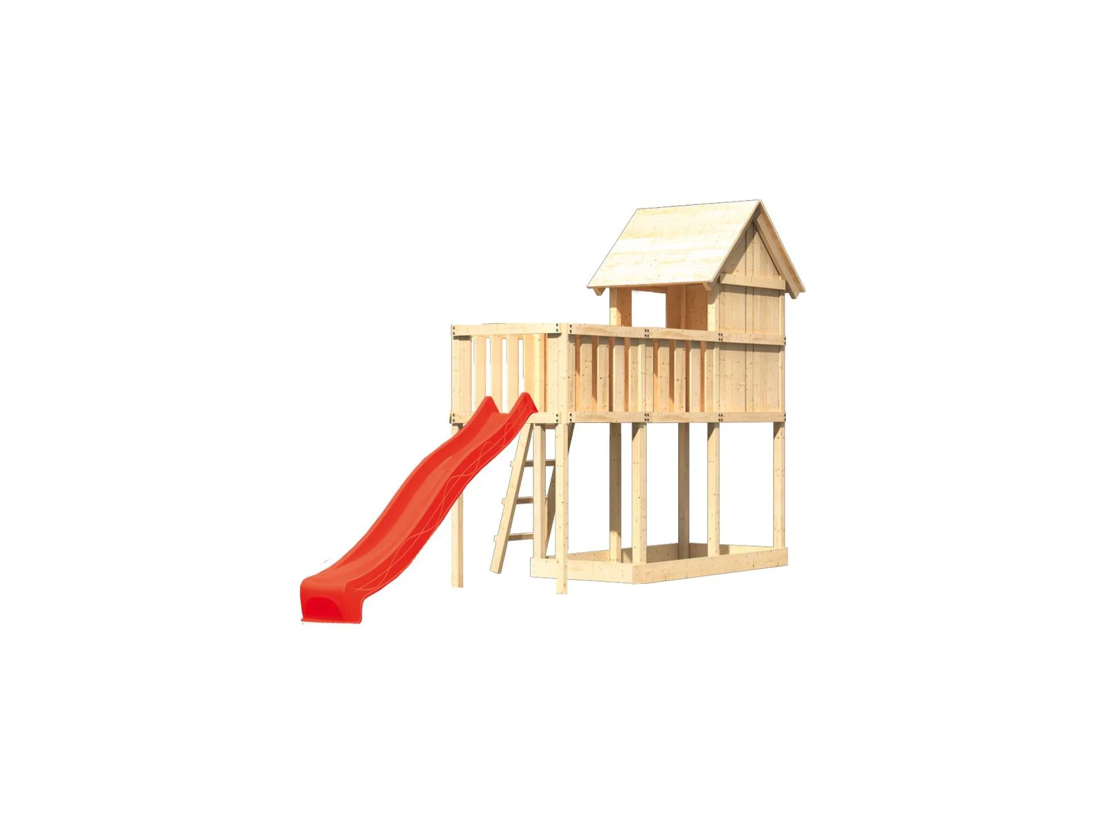 Karibu Stelzenhaus Frieda + Rutsche rot + Anbauplattform - Image 4