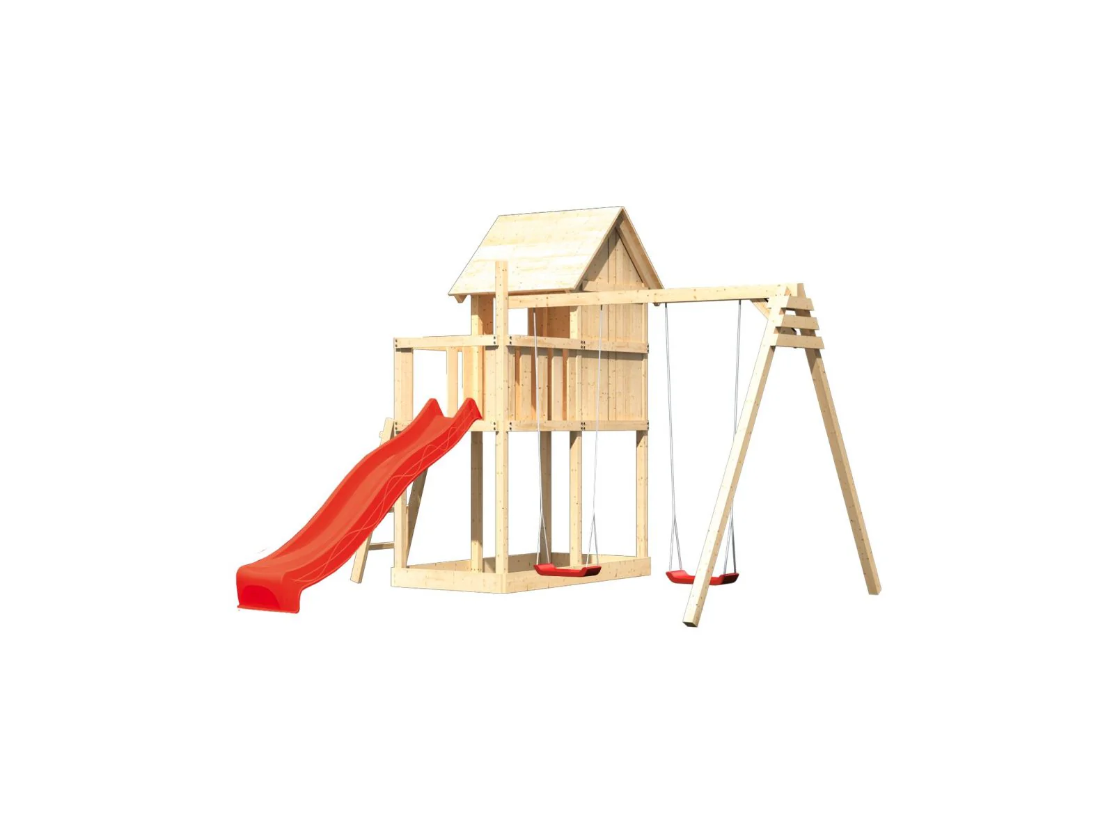 Karibu Stelzenhaus Frieda + Rutsche rot + Doppelschaukel - Image 6