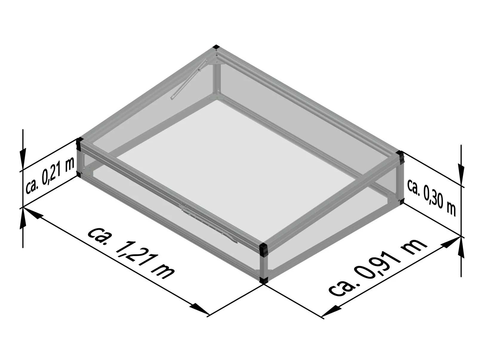 KGT Frühbeetaufsatz für Aluminium-Hochbeet 130 - Image 3