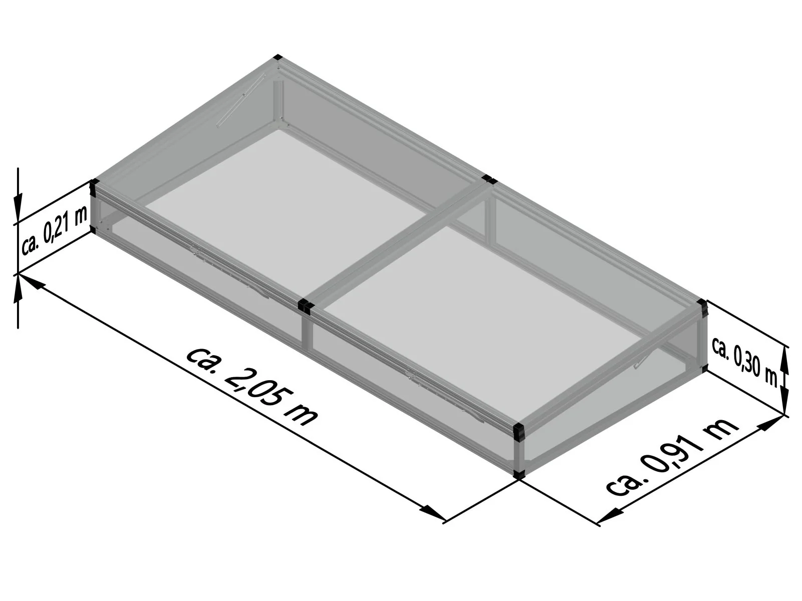 KGT Frühbeetaufsatz für Aluminium-Hochbeet 210 - Image 4