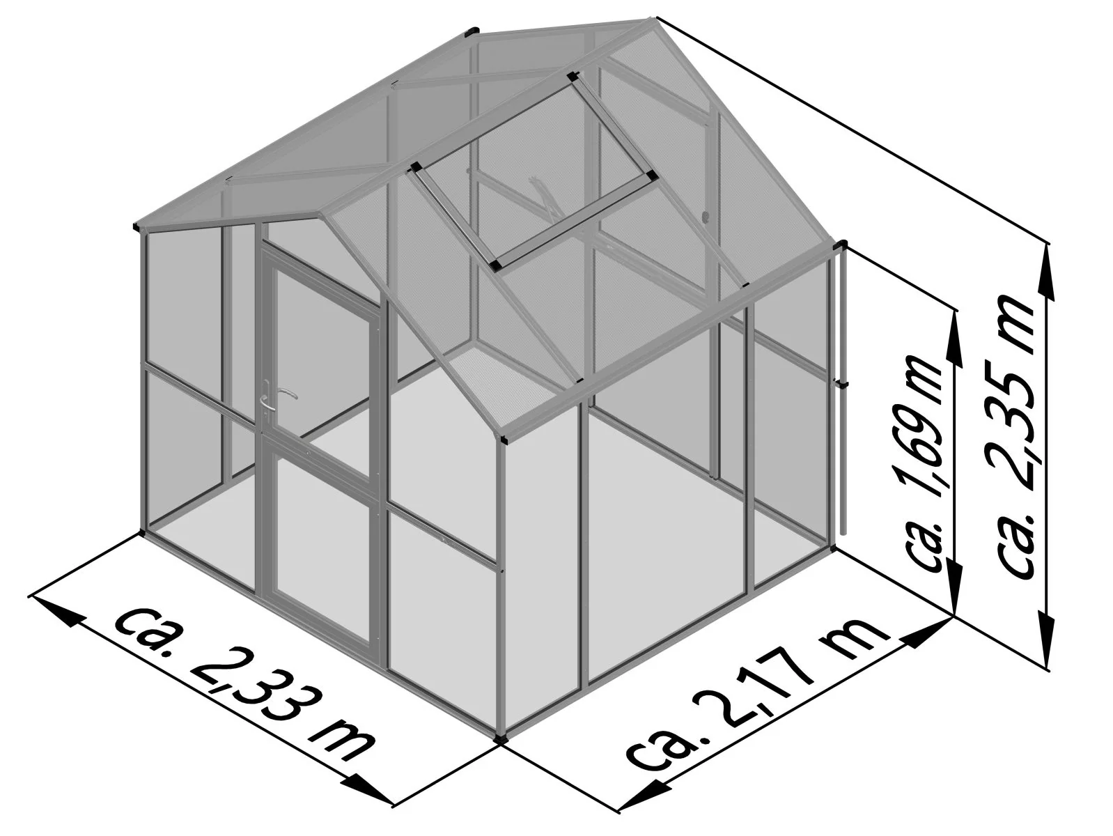 KGT Gewächshaus Aptasia III small, ESG + HKP, anthrazit-grau - Image 7