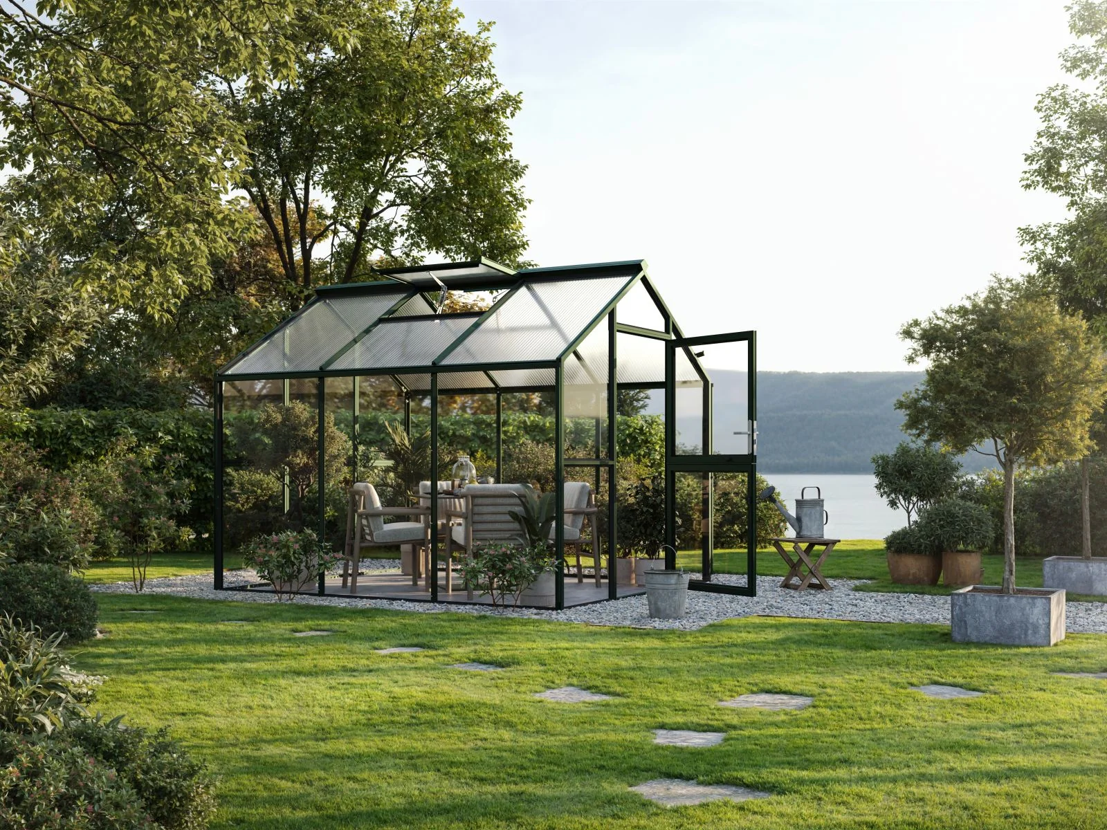 KGT Gewächshaus Novum III, ESG + HKP, tannengrün