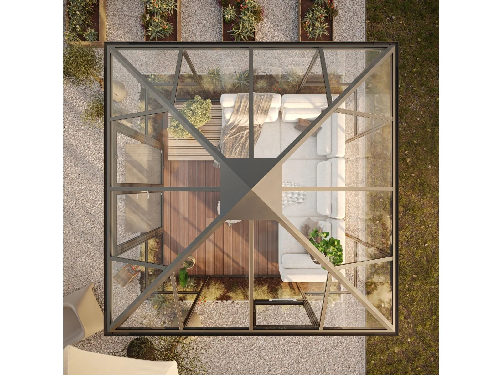 KGT Gewächshaus-Pavillon PaviLux 3,5 m, ESG, anthrazit-grau - Image 6