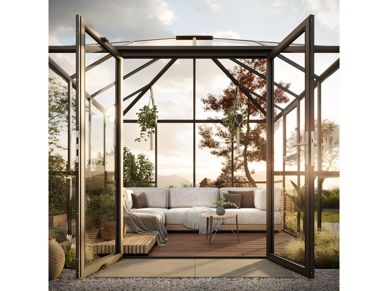 KGT Gewächshaus-Pavillon PaviLux 3,5 m, ESG, anthrazit-grau - Image 7