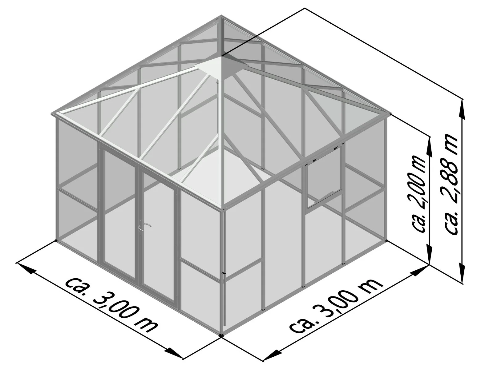 KGT Gewächshaus-Pavillon PaviLux 3 m, ESG, anthrazit-grau - Image 9