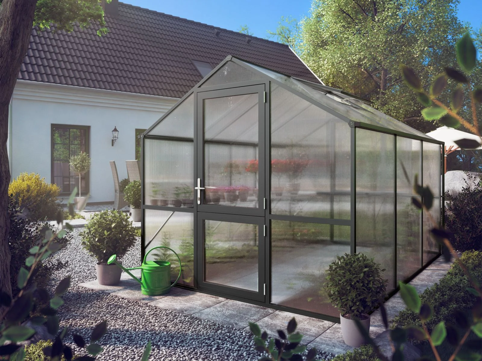 KGT Gewächshaus Rose III, HKP 10 mm, anthrazit-grau