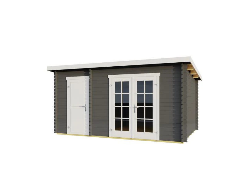 Lasita Blockbohlenhaus Belmont 1 2-Raum carbongrau 28 mm - Image 2