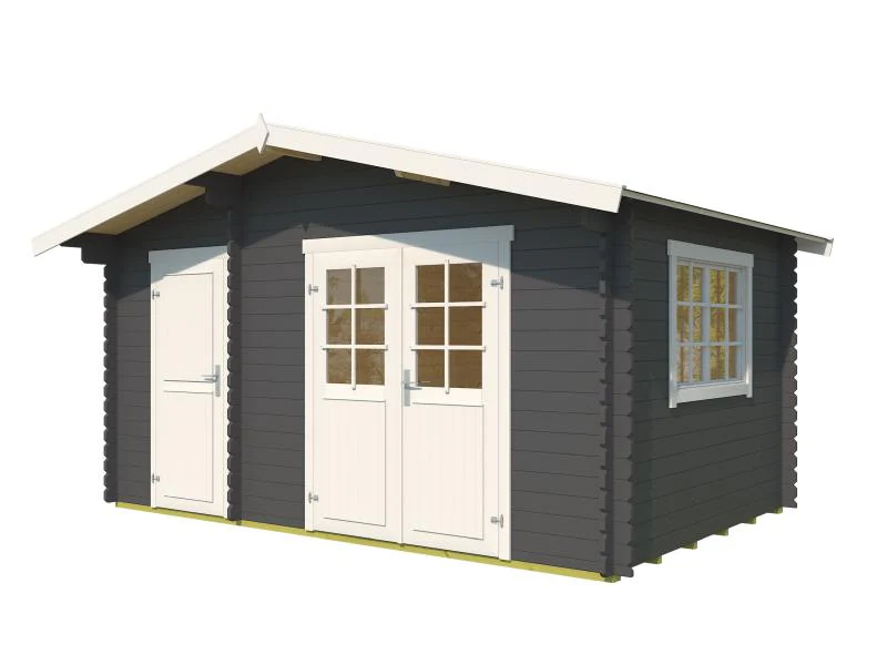 Lasita Blockbohlenhaus Keila 34 carbongrau 2-Raum 34 mm - Image 2