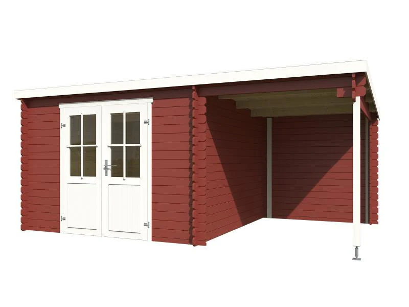 Lasita Blockbohlenhaus Tampa mit Anbau schwedenrot 28 mm - Image 2