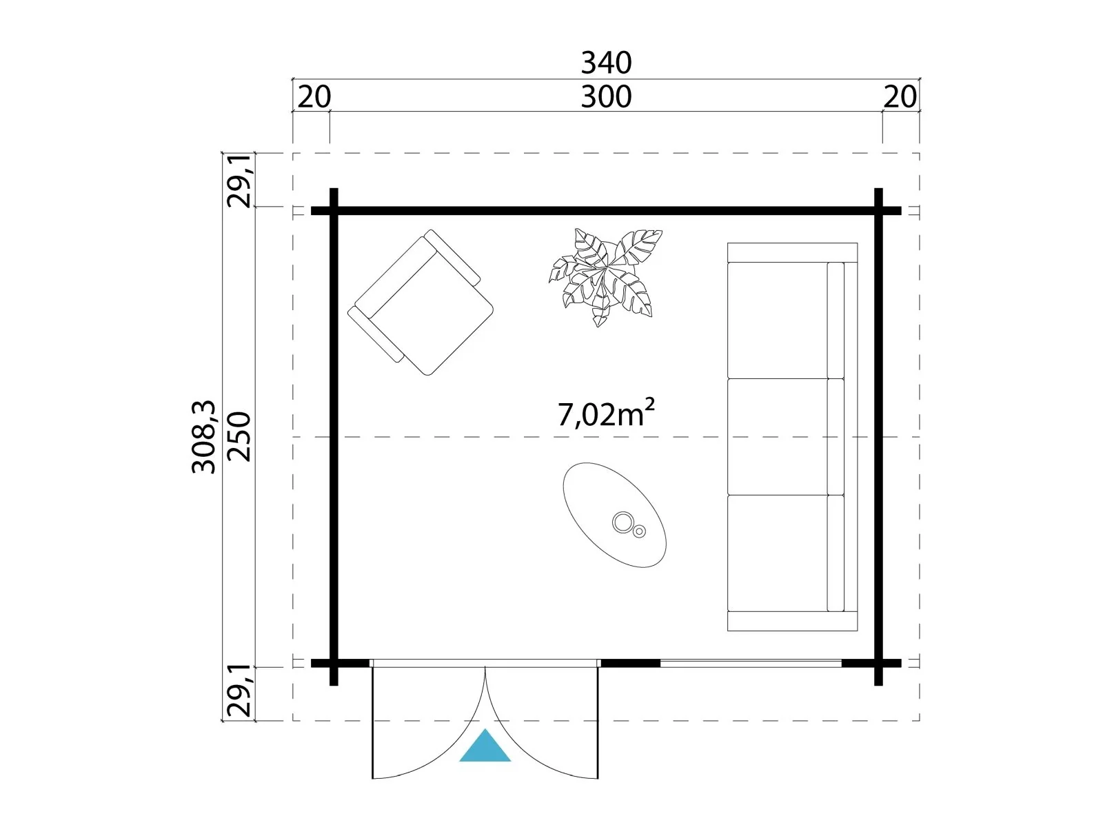 Lasita Gartenhaus Alex 44 mm Wandstärke, carbongrau - Image 3