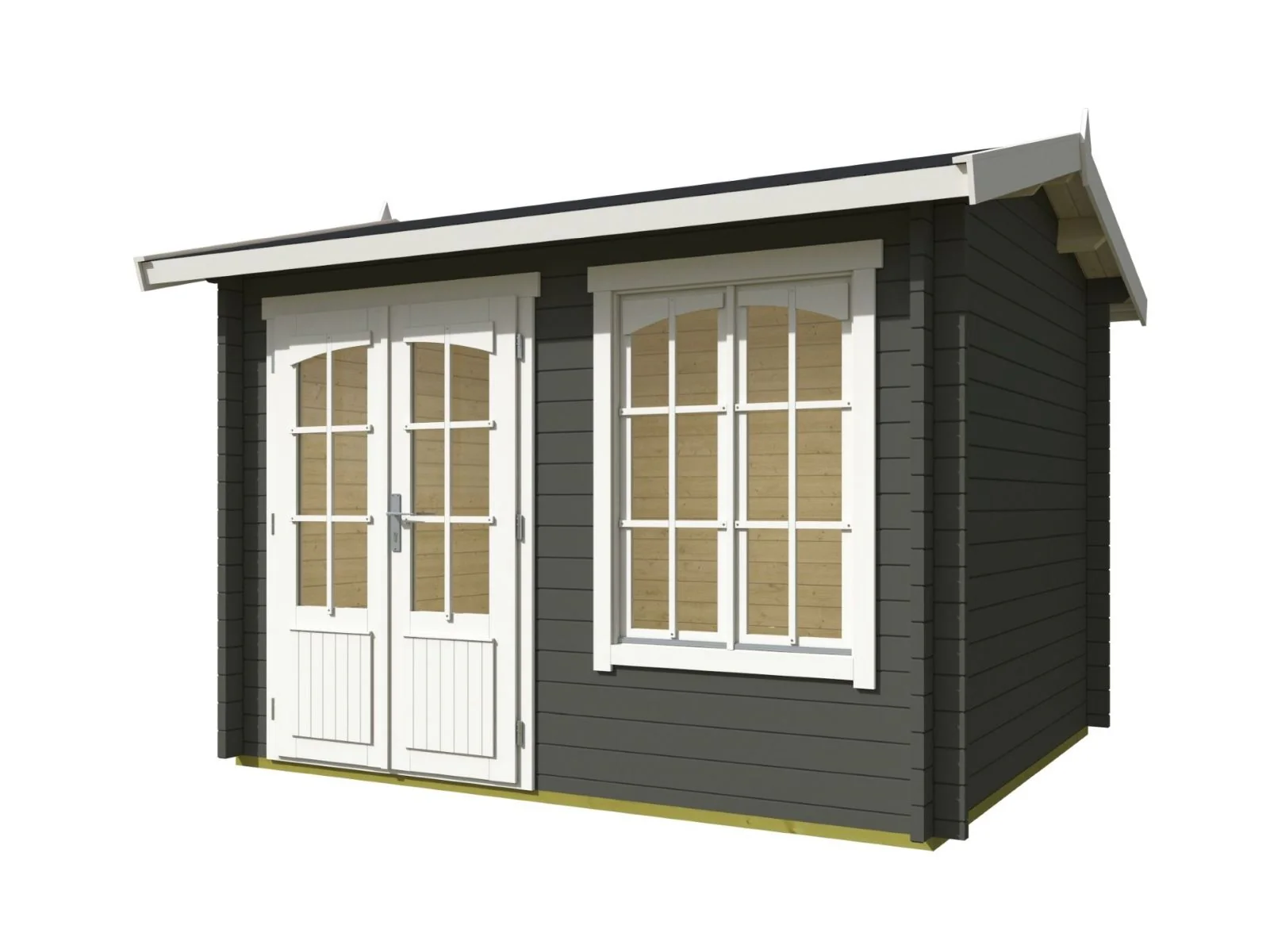 Lasita Gartenhaus Alex 44 mm Wandstärke, grüngrau - Image 5
