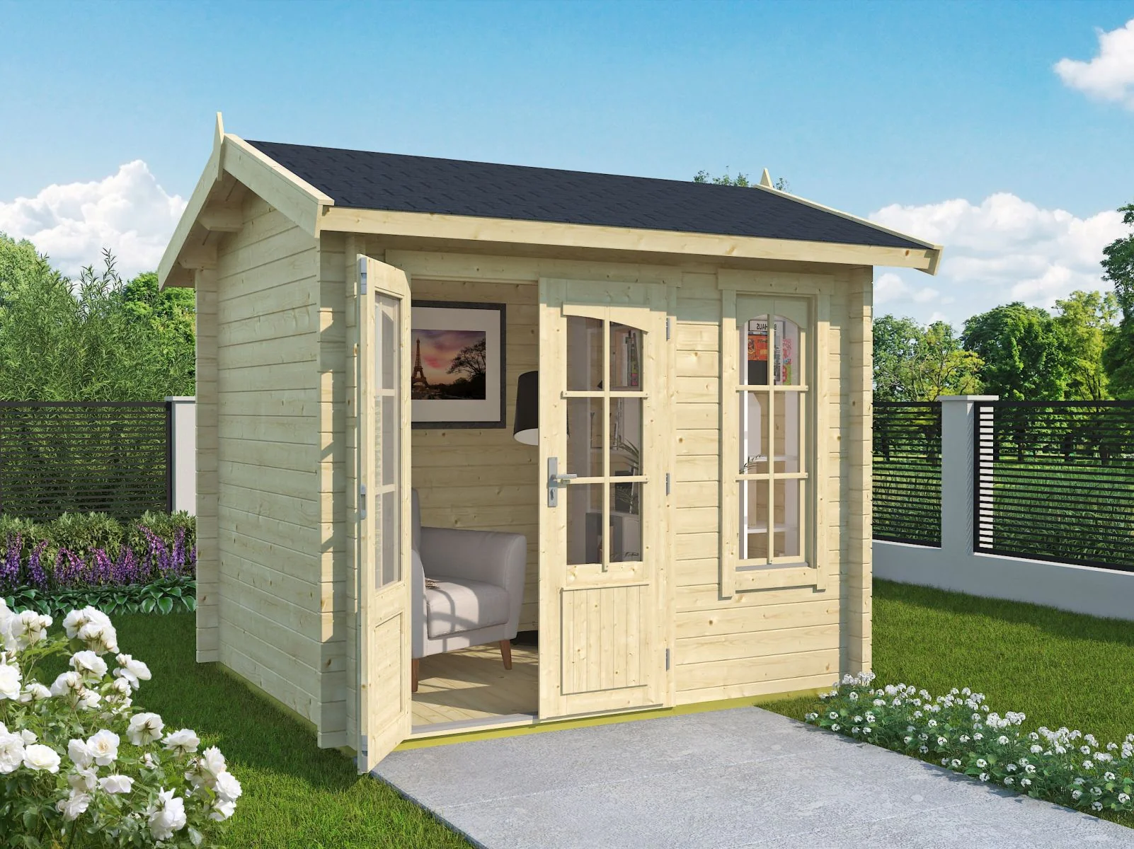 Lasita Gartenhaus Alex Mini 44 mm Wandstärke, natur - Image 4