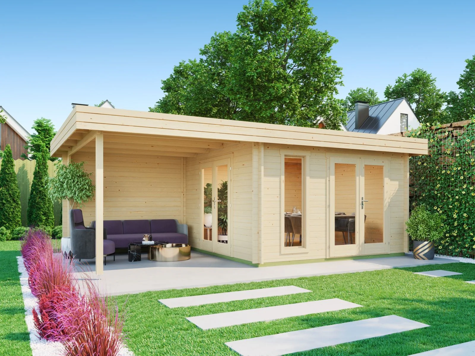 Lasita Gartenhaus Anders 44 mm Wandstärke, natur